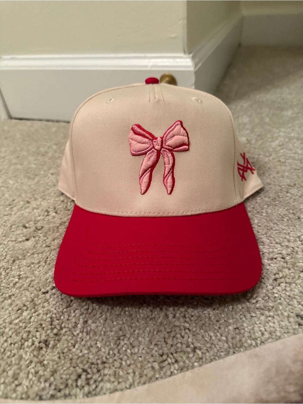 Two-Tone Pink and Red Bow trucker hat
